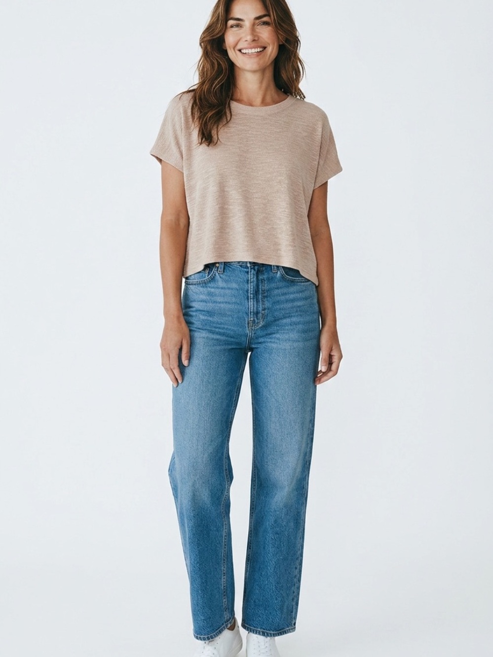 Zenana Outfitters Boxy Short Sleeve Tee in Beige